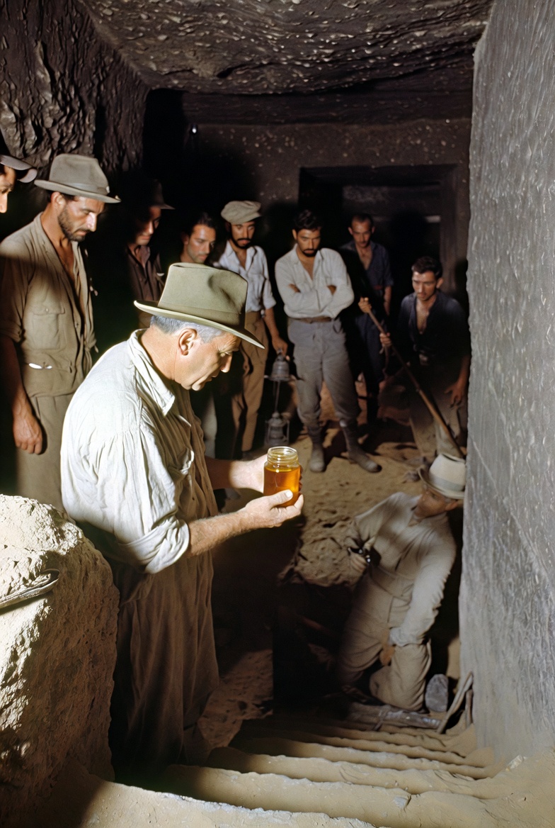 This royal honey, sealed over 3,300 years ago, during the 18th century the archaeological find some clay pots from tomb of Tutankhamun's